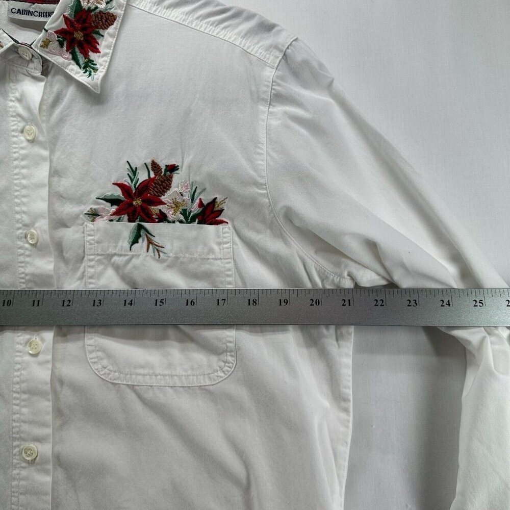 Cabin Creek Vintage Shirt Womens Sz M Long Sleeves Embroidered Button Up White - Picture 10 of 12